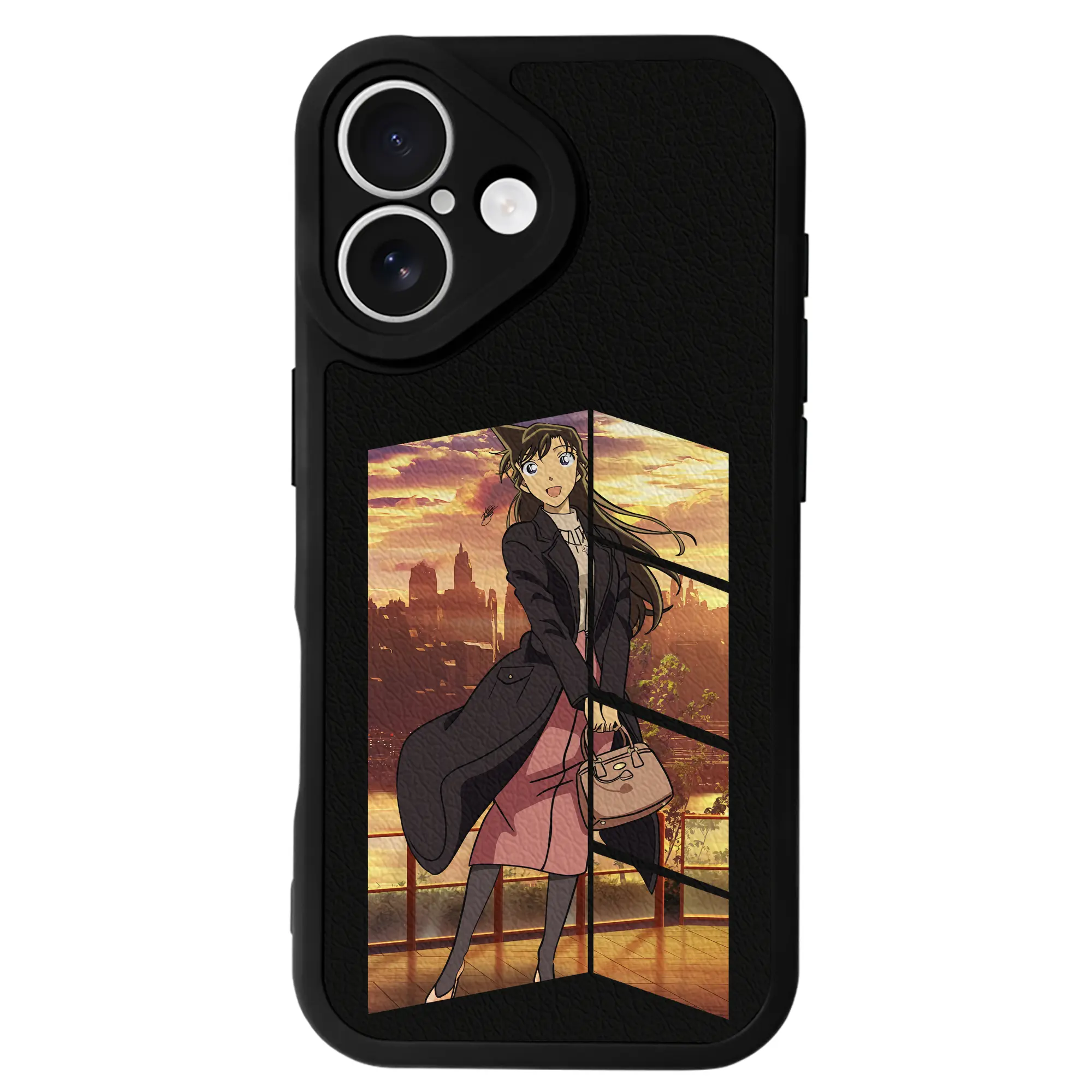 名探偵コナン グッズ 毛利 蘭 - IPhone 16シリーズ対応 ・ シリコンスマホケース ・ レザー調 ・ 高精度フィット ・ 耐衝撃 ・ ワイヤレス充電対応 ・ 精密カット